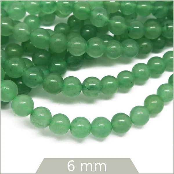 Env. 58 perles rondes en Aventurine, 6 mm