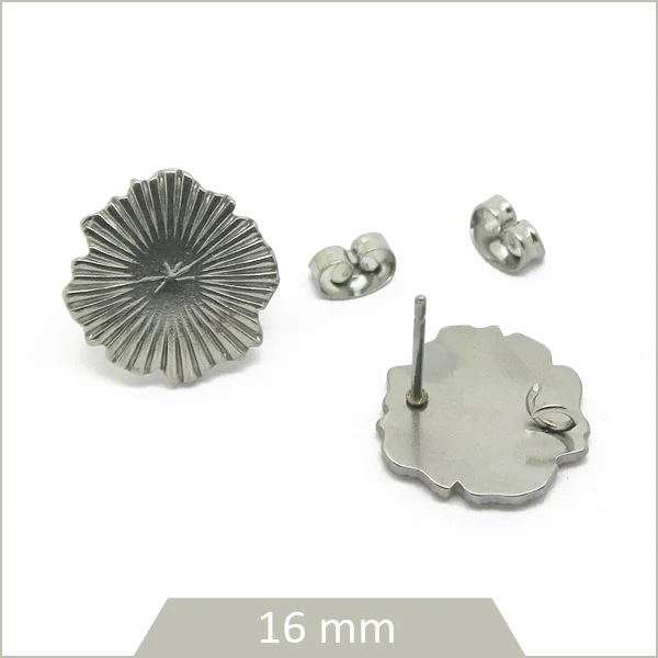 2 clous de boucles d'oreilles nénuphar en acier inoxydable