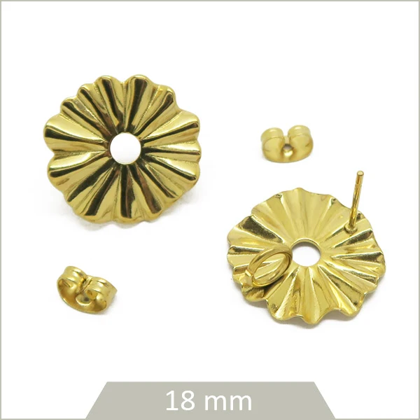4 clous de boucle d'oreilles fleur en acier inoxydable doré