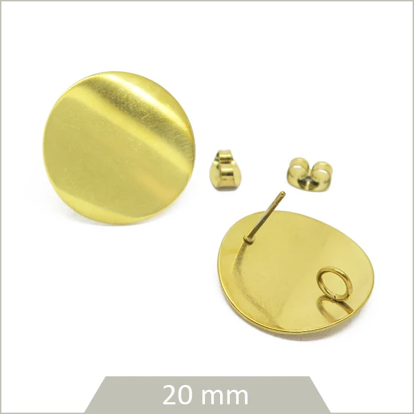 4 clous de boucles d'oreilles cercle incurvé en acier inoxydable doré