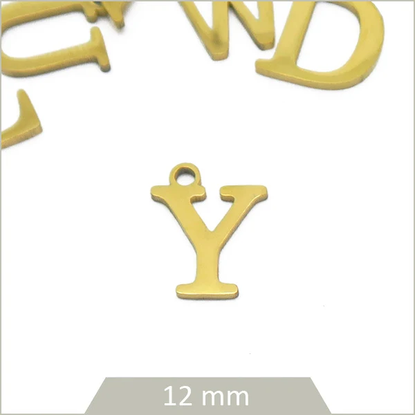 1 breloque lettre Y en acier inoxydable doré