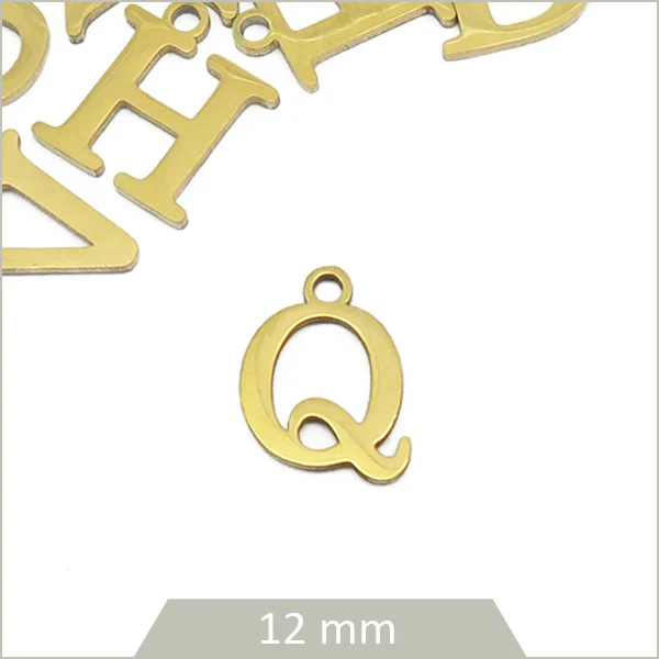 1 breloque lettre Q en acier inoxydable doré