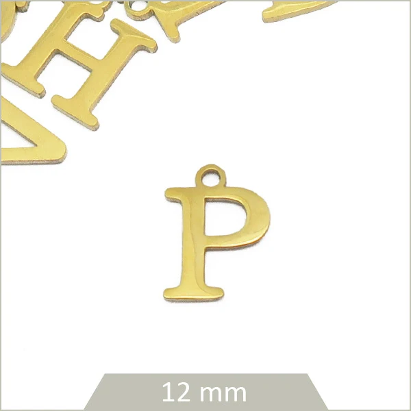 1 breloque lettre P en acier inoxydable doré