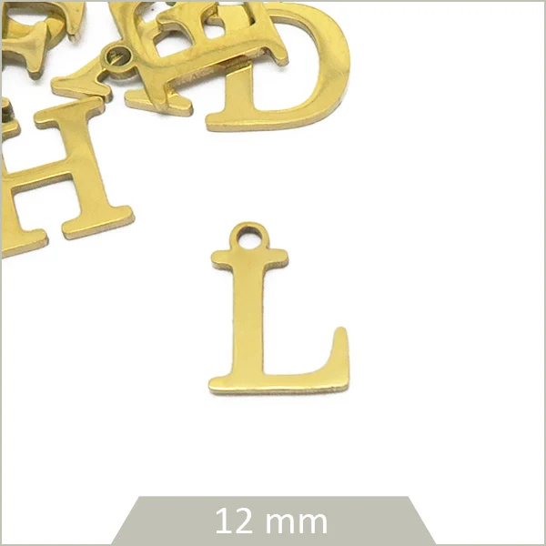 1 breloque lettre L en acier inoxydable doré
