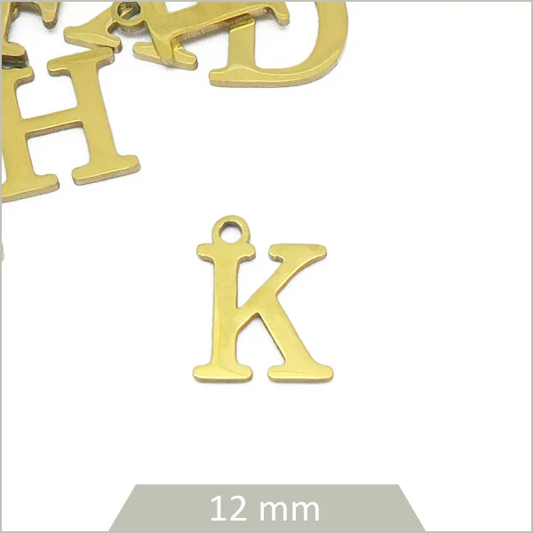 1 breloque lettre K en acier inoxydable doré