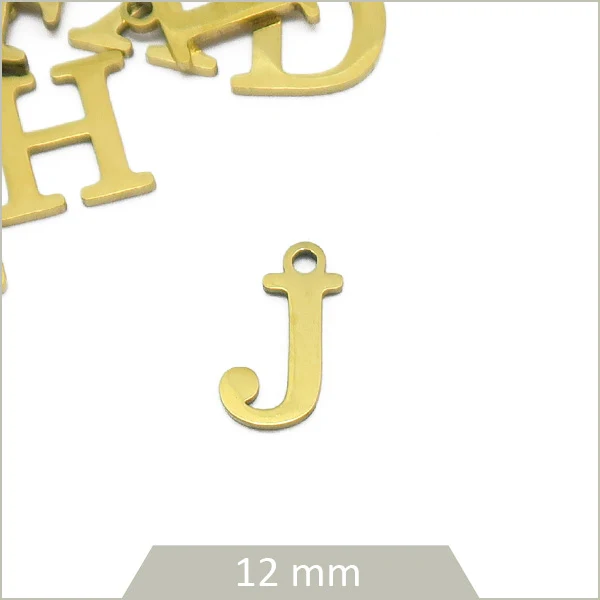 1 breloque lettre J en acier inoxydable doré