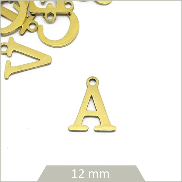 1 breloque lettre A en acier inoxydable doré