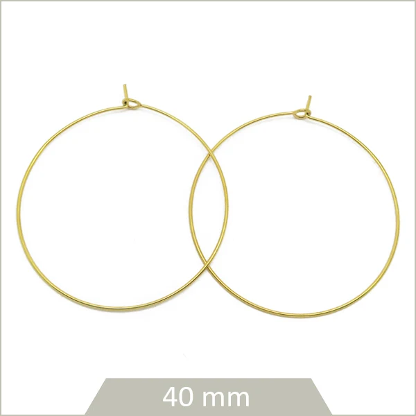 6 créoles acier inoxydable doré, 40 mm