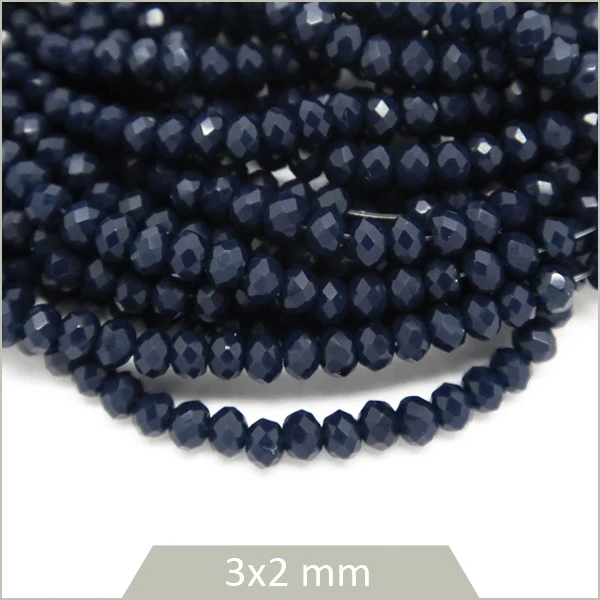 Env. 145 perles de verre donut bleu marine opaque 3x2 mm