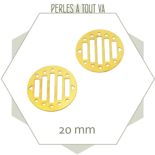 6 breloques rondes ajourées pour tissage, couleur doré