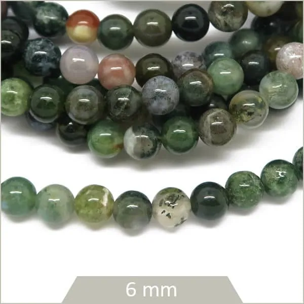 Env. 60 perles d'Agate indienne 6 mm