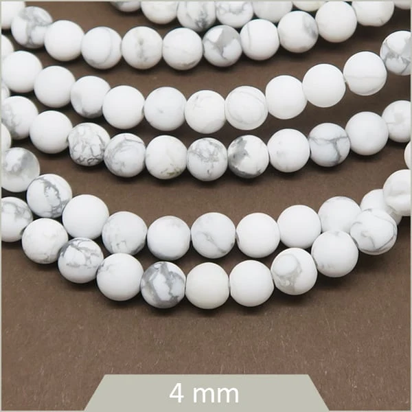 Env. 80 perles Howlite blanche ronde 4 mm