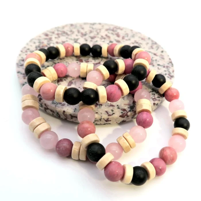 Env. 48 perles rondes en pierre noir mat, 8 mm