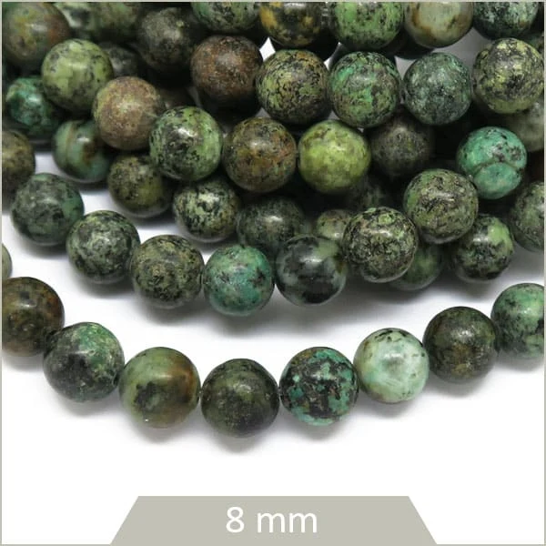 Env. 45 perles de Turquoise Africaine rondes 8 mm