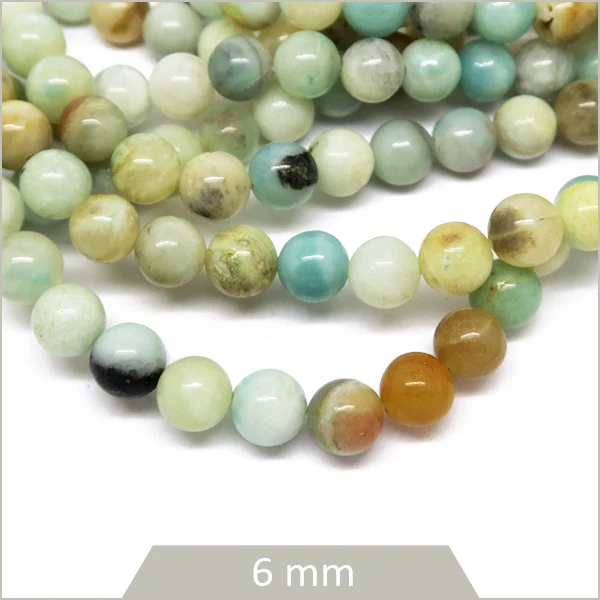 Env. 56 perles d'Amazonite lisse, 6 mm