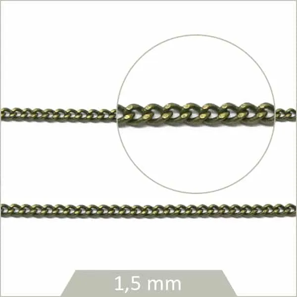 1 m de chaîne 1,5 mm bronze, chaîne à maillons soudés