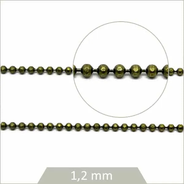 1 m de chaîne billes à facettes bronze 1,2 mm