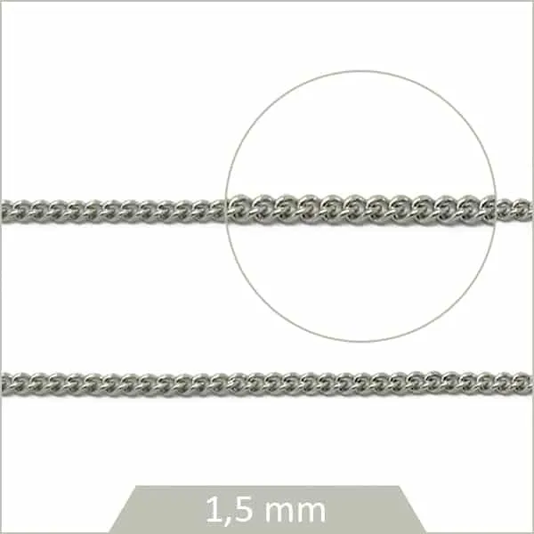 1 m de chaîne gourmette en acier argent 1,5 mm
