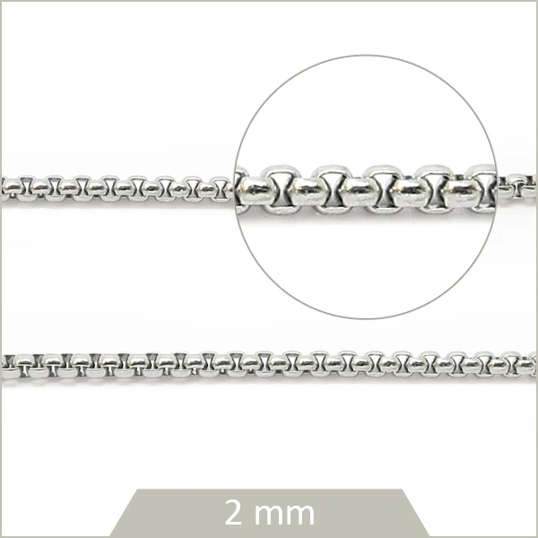 1 m de chaîne rolo en acier argent, chaîne maillons ronds