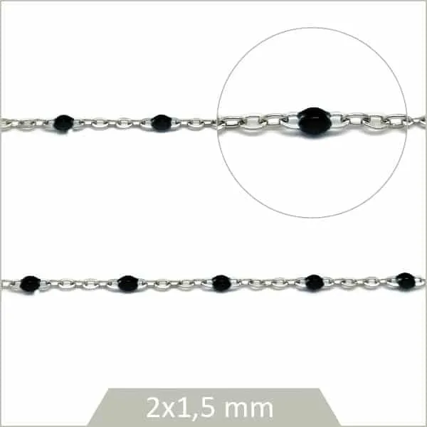1 m de chaîne acier et maillons noirs