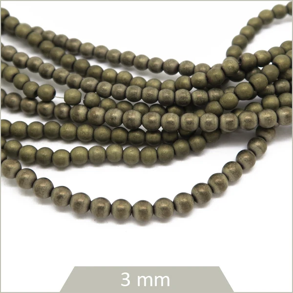 Env. 135 perles rondes en hématite 3 mm bronze mat