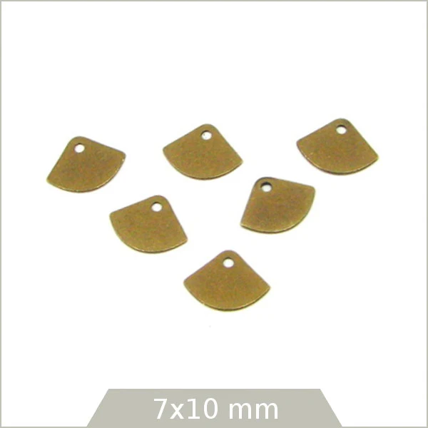 15 breloques éventails lisses bronze, petits sequins éventails