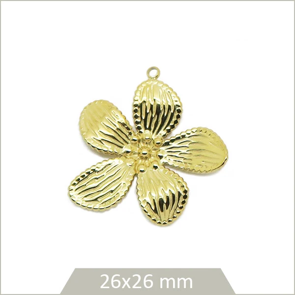 1 breloque fleur en acier inoxydable doré