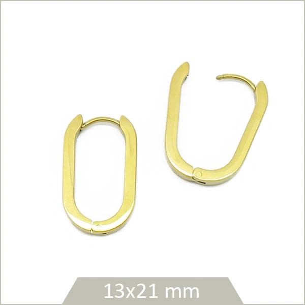 2 créoles ovales en acier inoxydable doré 21 mm