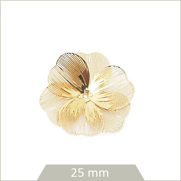 4 breloques coupelles fleurs en laiton doré