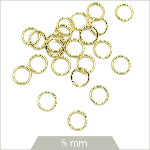 Env. 80 anneaux doubles en acier inoxydable doré 5 mm
