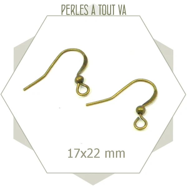 24 crochets de boucles d'oreilles bille bronze clair