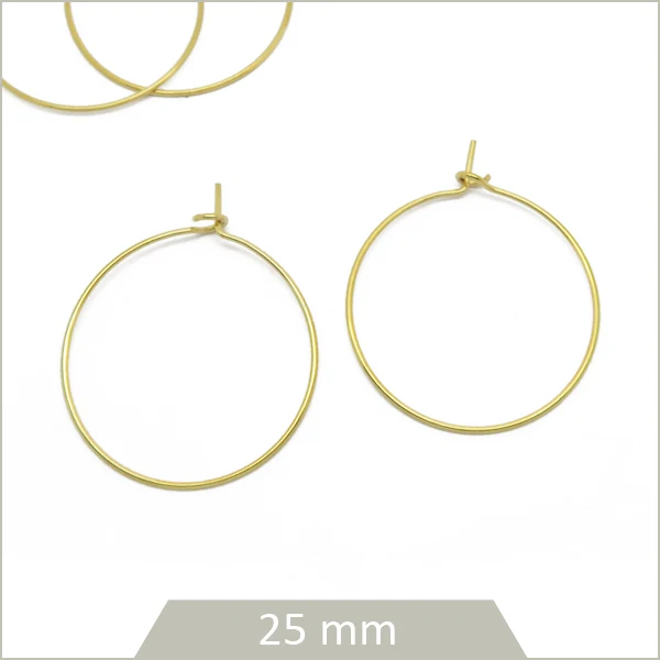 8 créoles acier inoxydable doré, 25 mm