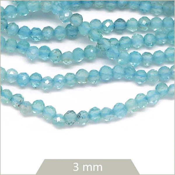 Env. 130 perles à facettes en Apatite lagon 3 mm