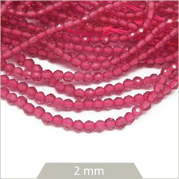 Env. 175 perles de verre à facettes 2 mm, rose