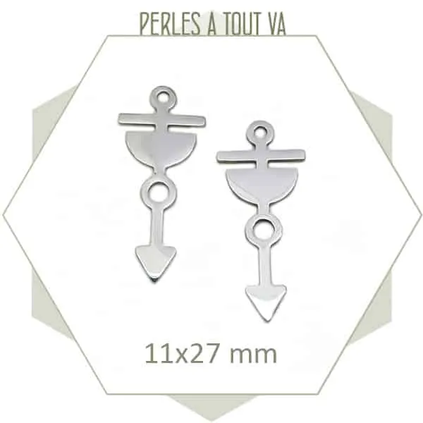 6 breloques myst en acier inoxydable