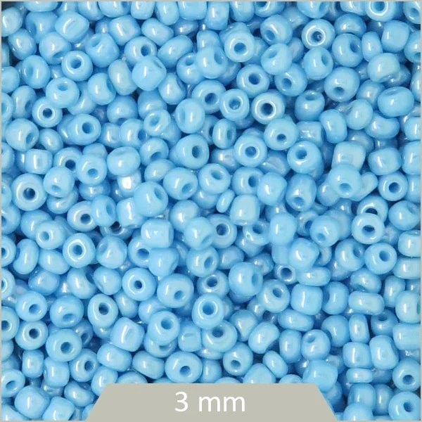 40 g de perles rocailles bleu ciel irisé 3 mm