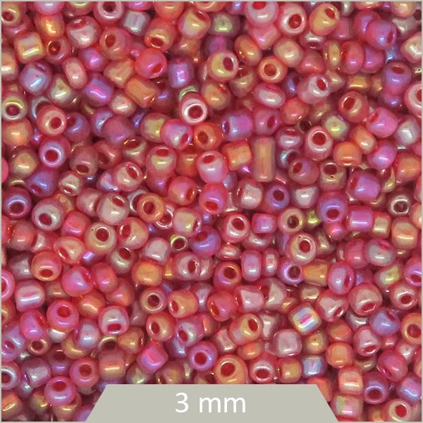 40 g de perles rocailles rouge framboise lustré 3 mm