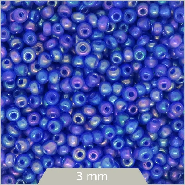 40 g de perles rocailles bleu électrique lustré 3 mm