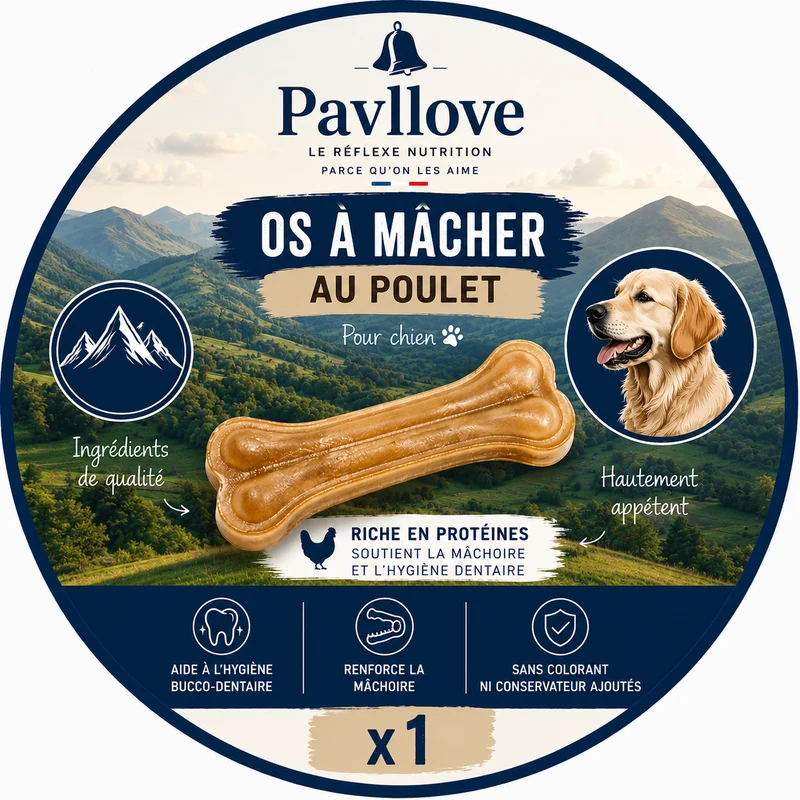 🦴 Os à mâcher au poulet pour chien x1
