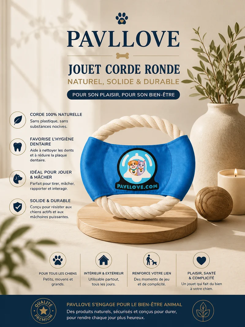 🐾 Jouet corde ronde Pavllove – Solidité, plaisir et complicité garantie !