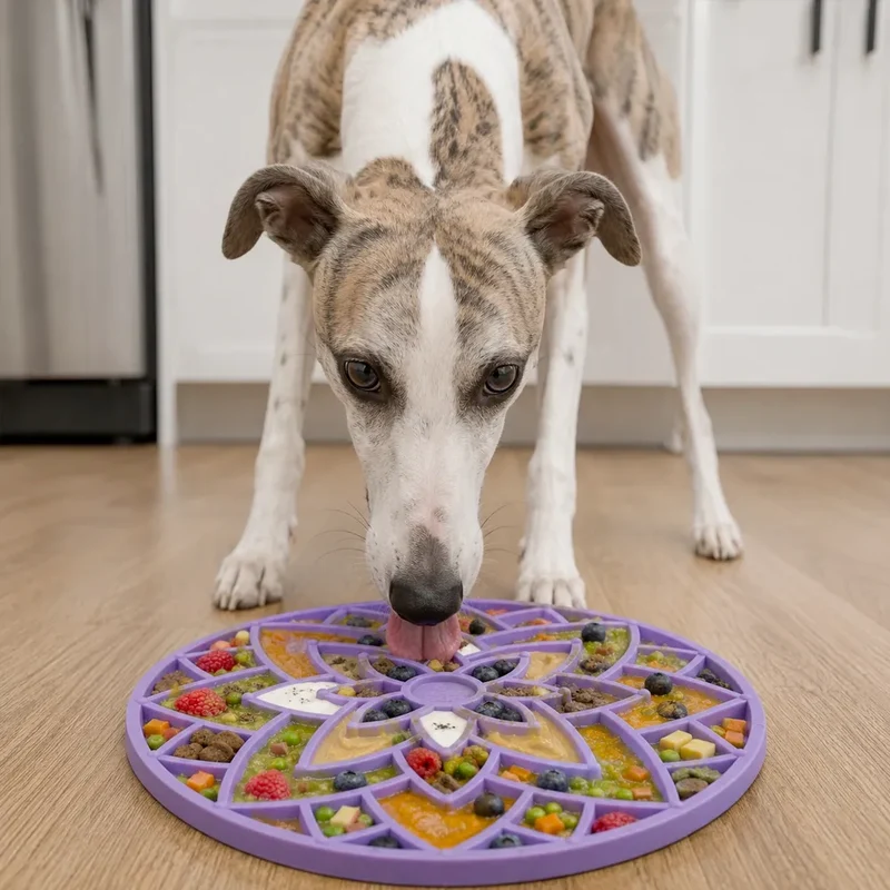 Tapis de léchage Fleur de Lotus – eMat à ventouses pour chien – Sodapup®
