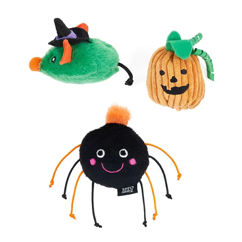 Peluches Créatures Hantées – Lot de 6 jouets pour chat – ZippyClaws® Halloween