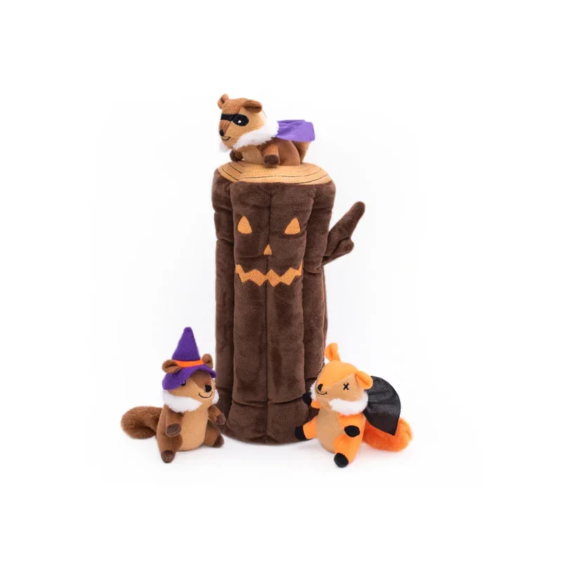 Peluche de flair XXL Bûche hantée 🪵🐿️ - Jouet d'occupation pour chien – ZippyPaws® Burrow™ Haunted Log