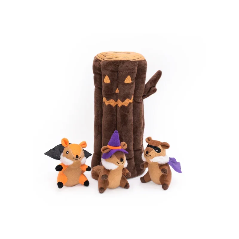 Peluche de flair XXL Bûche hantée 🪵🐿️ - Jouet d'occupation pour chien – ZippyPaws® Burrow™ Haunted Log