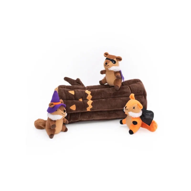 Peluche de flair XXL Bûche hantée 🪵🐿️ - Jouet d'occupation pour chien – ZippyPaws® Burrow™ Haunted Log
