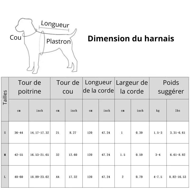 Harnais ajustable pour Chihuahua