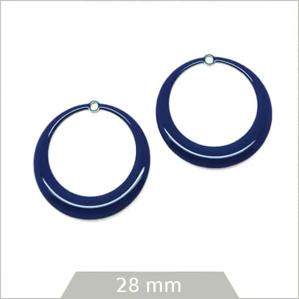 4 créoles effet émaillé bleu marine
