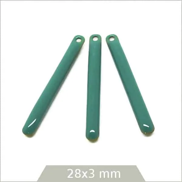 4 sequins effet émaillé bâtonnet 28 mm vert jade