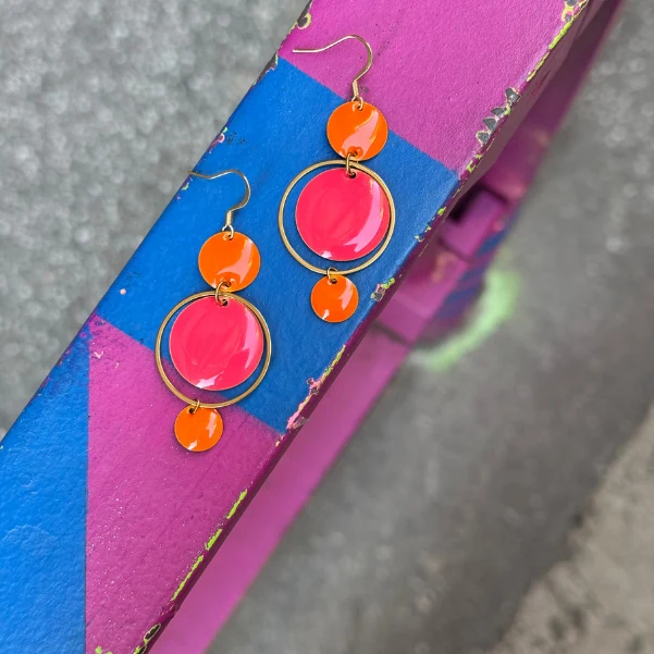 6 sequins effet émaillé ronds 10 mm orange