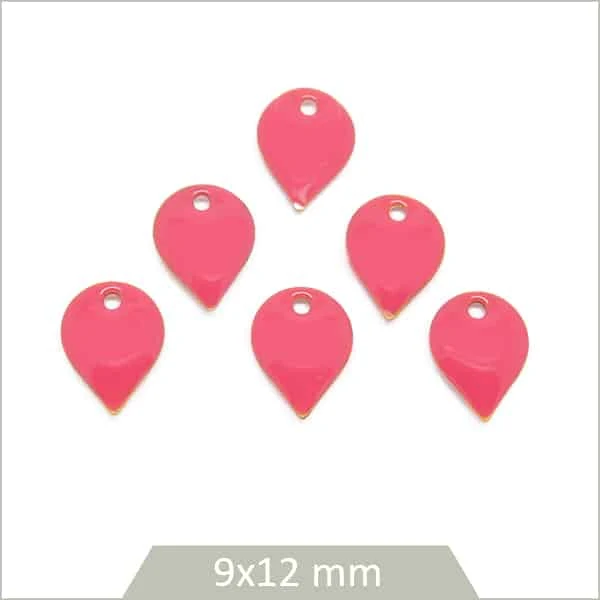 6 sequins effet émaillé goutte inversée rose